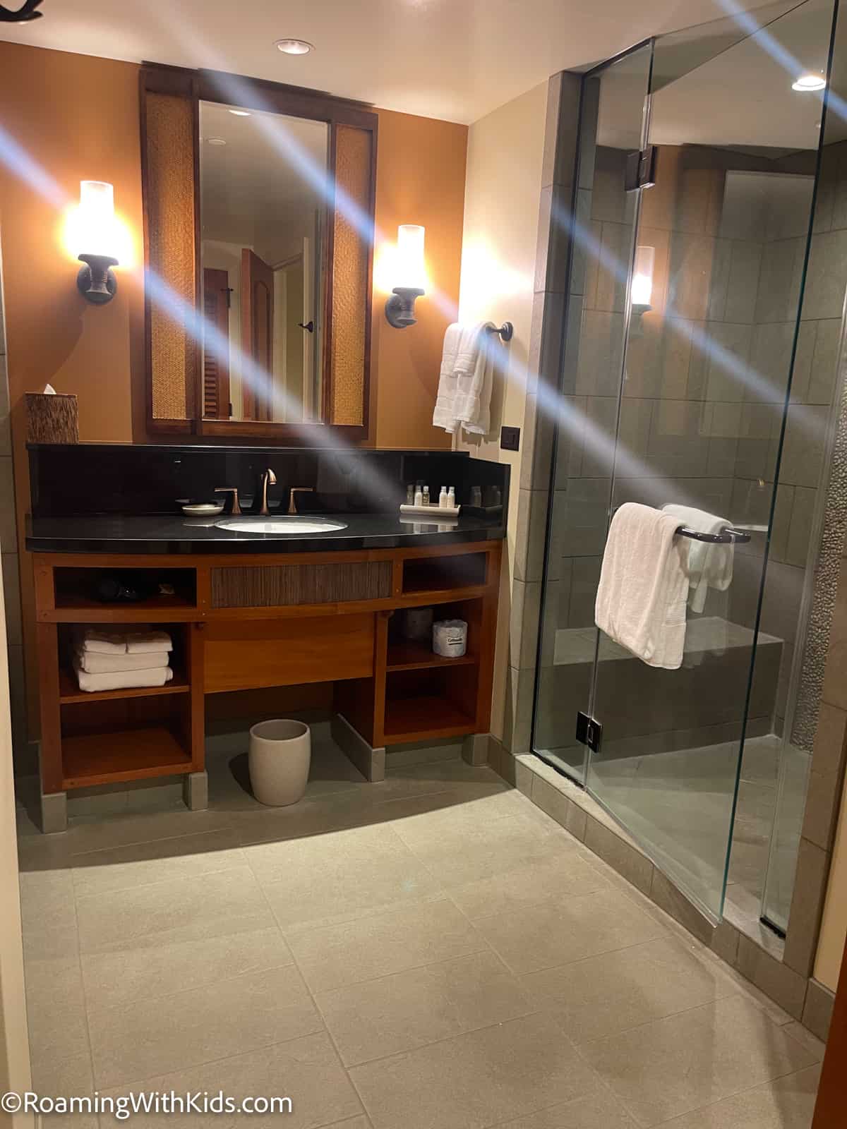 shower in the master bed room of 2 bedroom Villa at Disney Aulani Resort 